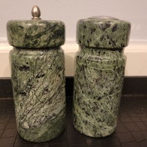Set of green solid marble salt & pepper shakers